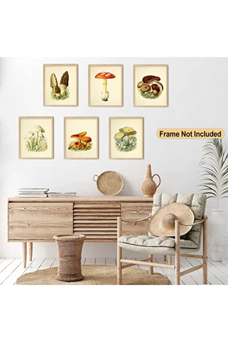 LIYAOLI Vintage Botanical Wall Art Prints Posters for Room Aesthetic, 8X10 Inch Unframed Plant Poster Set of 6 Mushroom Cottagecore Room Decor - Image 3