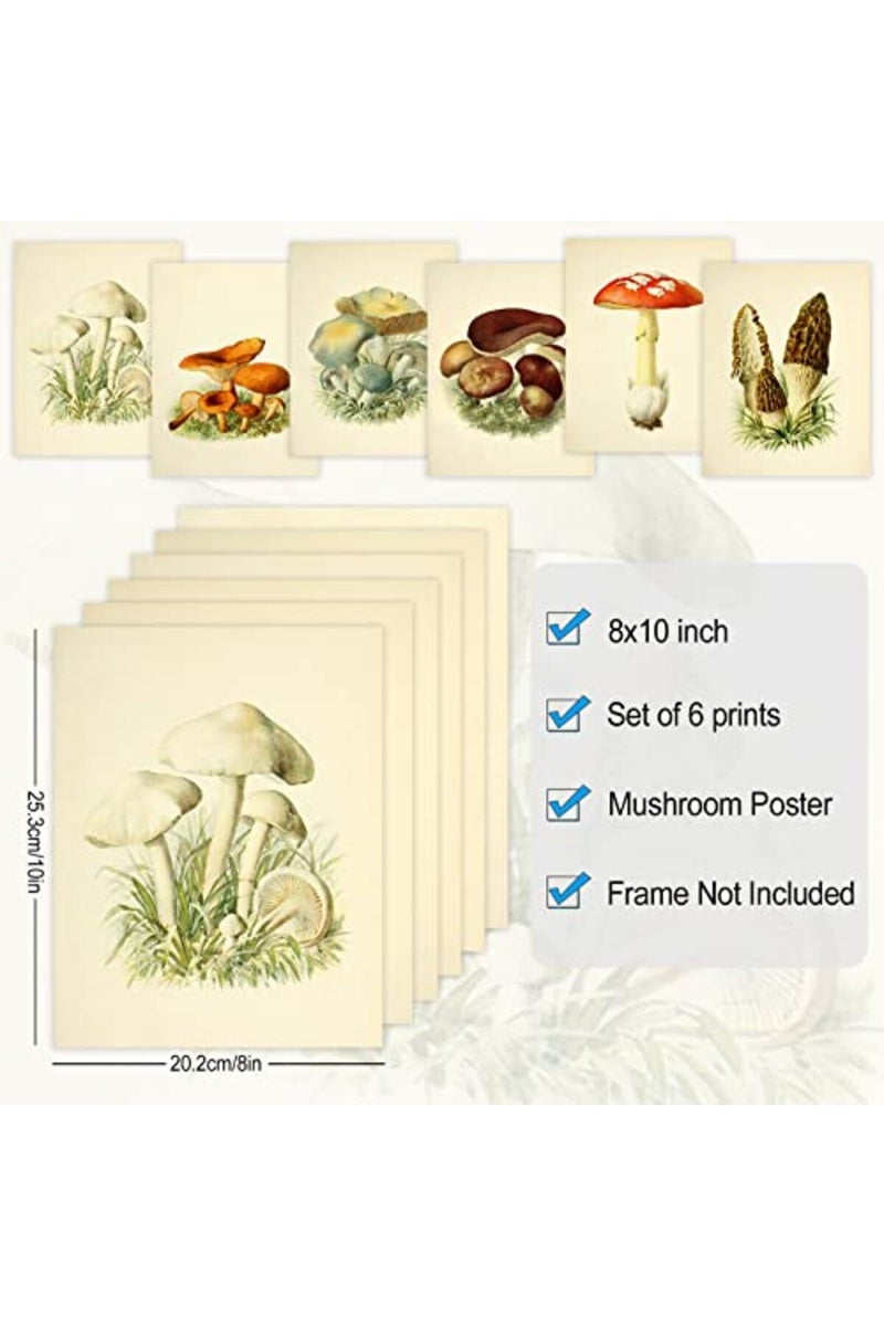LIYAOLI Vintage Botanical Wall Art Prints Posters for Room Aesthetic, 8X10 Inch Unframed Plant Poster Set of 6 Mushroom Cottagecore Room Decor - Image 5