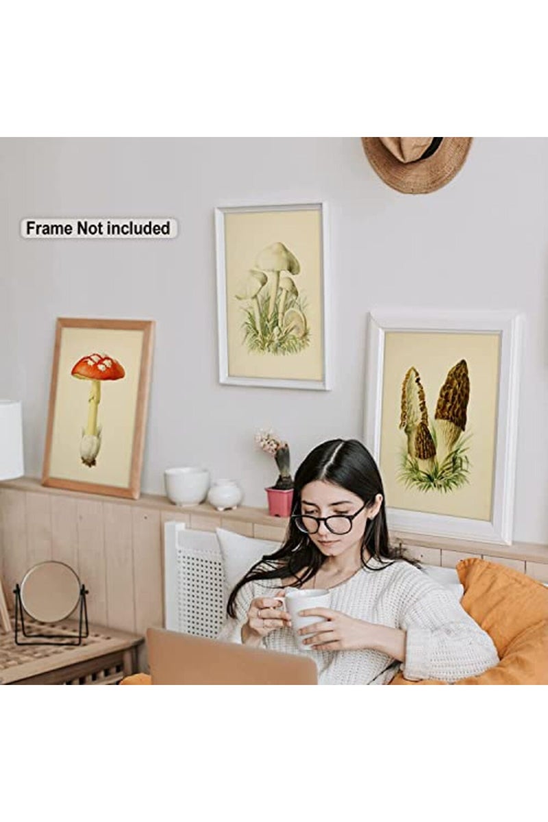 LIYAOLI Vintage Botanical Wall Art Prints Posters for Room Aesthetic, 8X10 Inch Unframed Plant Poster Set of 6 Mushroom Cottagecore Room Decor - Image 2