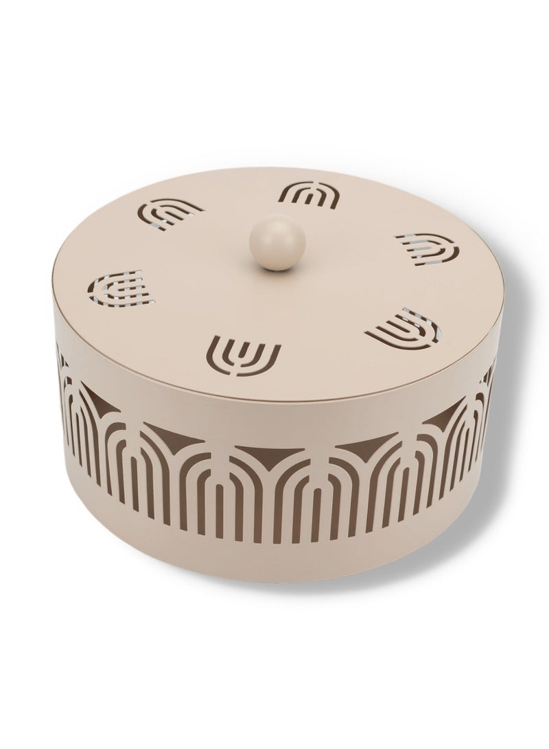 سلة تقديم معدنية بغطاء - للتمور والشوكولاتة والفواكه المجففة والوجبات الخفيفة - صغيرة (20 × 20 × 10 سم) - Image 3