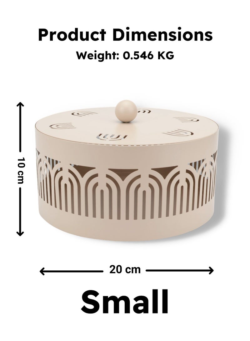 سلة تقديم معدنية بغطاء - للتمور والشوكولاتة والفواكه المجففة والوجبات الخفيفة - صغيرة (20 × 20 × 10 سم) - Image 4