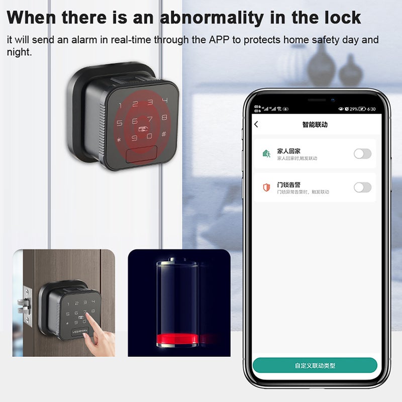 Tuya Wifi Intelligent Lock Electronic Door Fingerprint Lock Password Lock Card Lock MobilePhone APP Remote Controller Lock USB Rechargeable Lock - Image 3