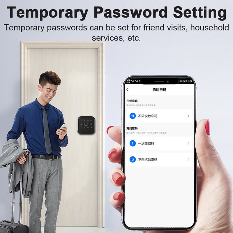 Tuya Wifi Intelligent Lock Electronic Door Fingerprint Lock Password Lock Card Lock MobilePhone APP Remote Controller Lock USB Rechargeable Lock - Image 4