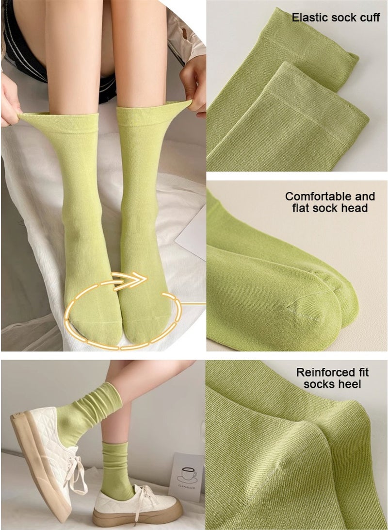 تابيت 5 أزواج المرأة منتصف العجل جوارب القطن مجموعة، جوارب معتدلة الطول التنفس للمنزل والخارج ارتداء، ناعمة الجوارب اليومية مناسبة للربيع والخريف - Image 4