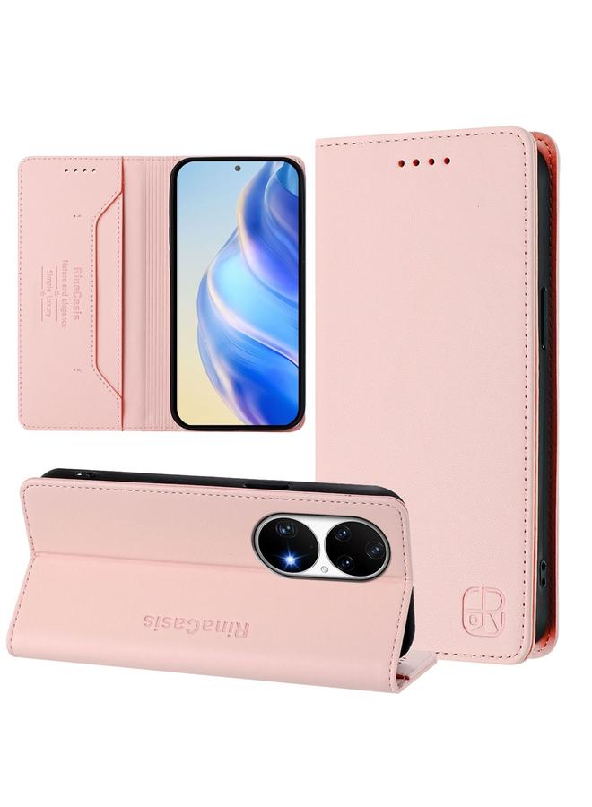 S-TOP Case For Huawei P50 Pro RC01 Dual-Folded Magnetic Suction RFID Leather Phone Case - Image 1
