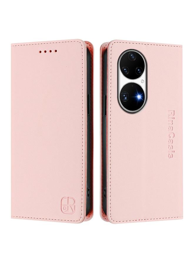 S-TOP Case For Huawei P50 Pro RC01 Dual-Folded Magnetic Suction RFID Leather Phone Case - Image 2