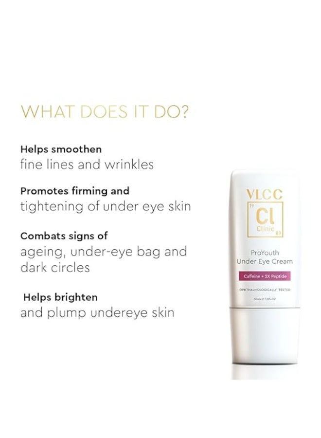 فى ال سي سي كريم برو يوث للعين من في إل سي سي كلينيك - 30 غرام | مع الكافيين + ضعف كمية الببتيدات | مُختَبَر من قِبَل أطباء العيون | مُصاغ من قِبَل خبراء | يستهدف انتفاخات العين والتجاعيد والهالات السوداء - Image 2