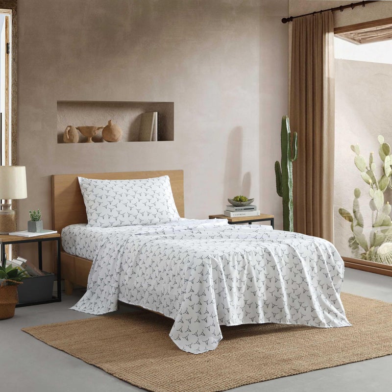 Wrangler - Twin XL Bed Sheets  Breathable & Wrinkle Resistant Bedding with Matching Pillowcase  Lightweight for Year-Round Use  Dorm Essentials (Steer Skulls Black) - Image 1