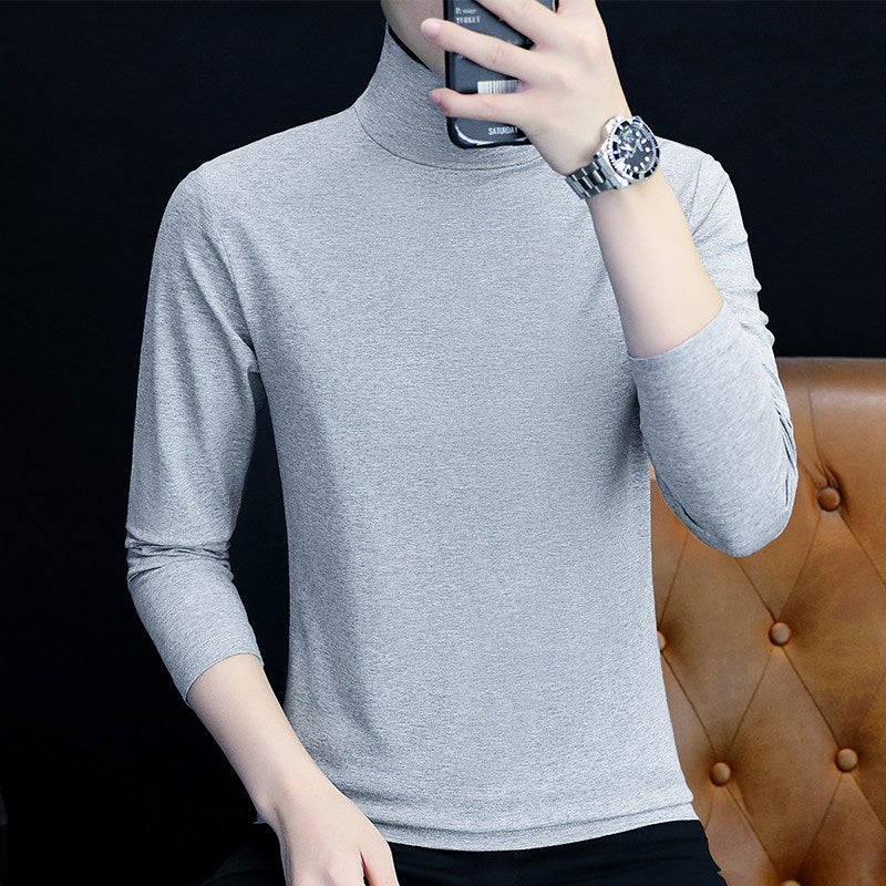 300G heavy apricot pure cotton long-sleeved t-shirt spring and autumn round neck casual loose versatile solid color T-shirt base shirt - Image 3
