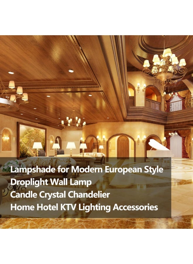 Zikra 6Pcs Chandelier Lamp Shades, Clip-On Metal Frame-Cloth Lampshade Small Pendant Lampshade for Modern European Style Droplight Wall Lamp Candle Crystal Chandelier, Decorate Home Hotel KTV (White) - Image 4