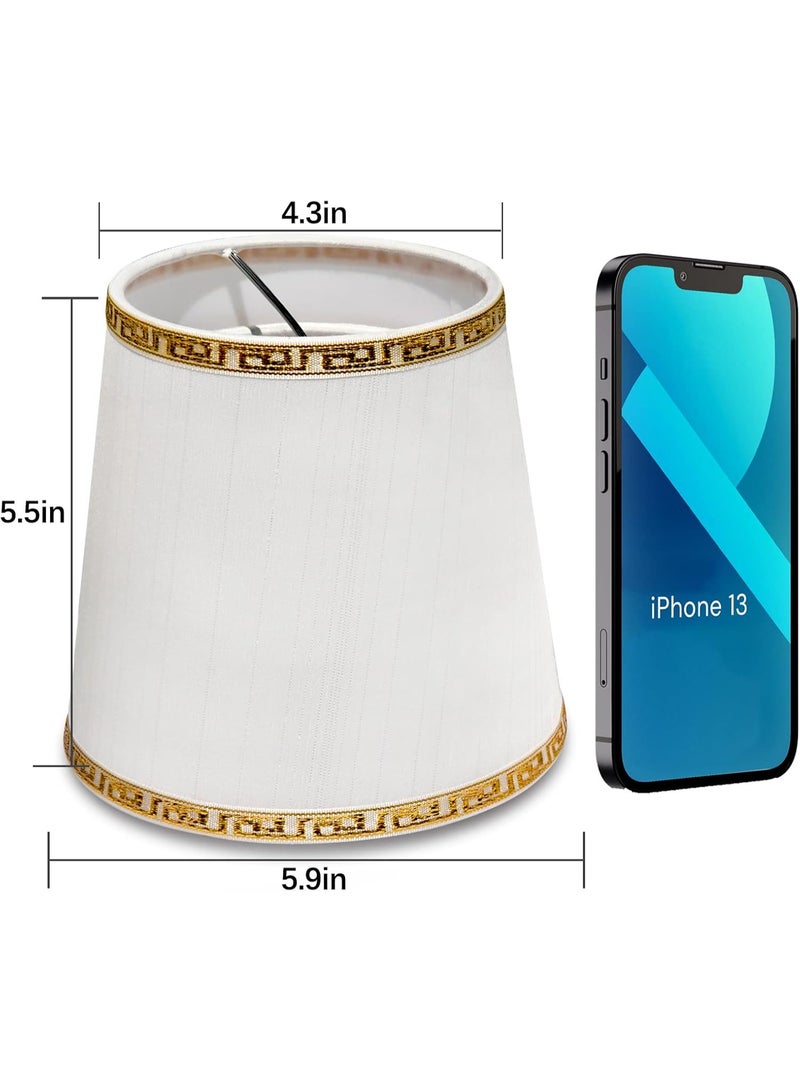 Zikra 6Pcs Chandelier Lamp Shades, Clip-On Metal Frame-Cloth Lampshade Small Pendant Lampshade for Modern European Style Droplight Wall Lamp Candle Crystal Chandelier, Decorate Home Hotel KTV (White) - Image 5