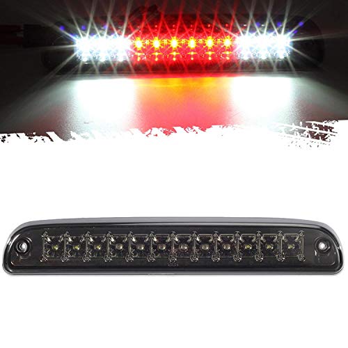 Partsam RedWhite 12 LED Smoke Lens Chrome Housing Tail High Mount 3rd Third Brake Light Cargo Lamp Waterproof Replacement for Ford F250 F350 F450 F550 Super Duty 19992016 Ford Ranger 19932011