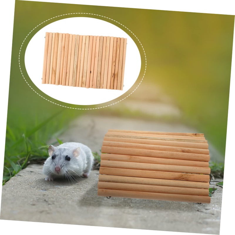 Wooden Hamster Hideout Bridge Small Pet Hiding Tunnel Sturdy Tube - Image 5