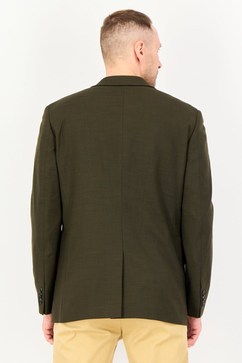 TOPMAN Men Regular Fit Notched Collar Plain Blazer, Olive - Image 2