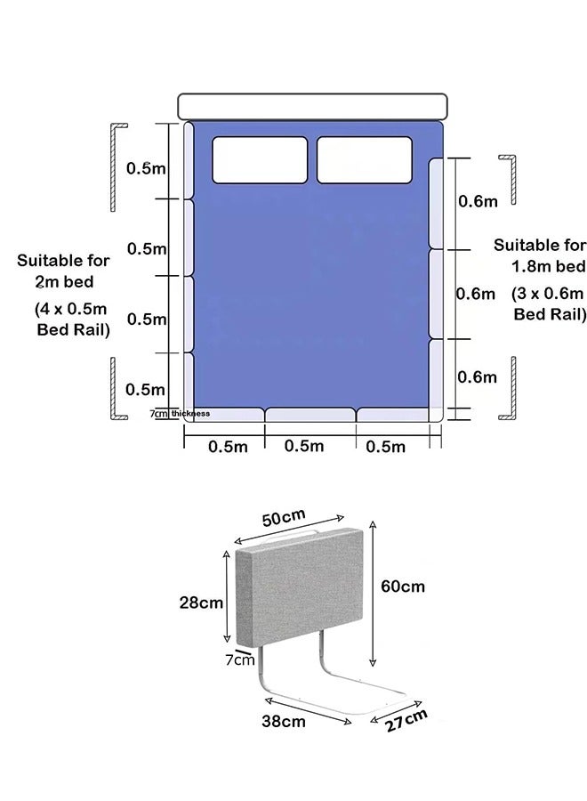 JCB CHIC Adjustable Bed Rails and Safety Bumpers for Elderly, Adults, and Toddlers – Secure Bed Guard for King, Queen, Twin, and Full Sizes – Bedside Assist, Grab Bars, and Barrier Support for Kids and Seniors(2pcs) - Image 5