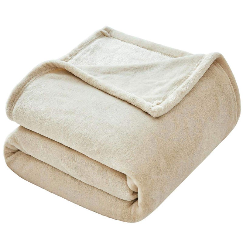 VEEYOO Flannel Fleece Blanket Queen Size - Ivory Throw Blankets for Bed Super Soft Plush Couch Blankets and Throws Fuzzy Warm Microfiber Blanket for Babies, Adults, Pets (90x90 Inch Sofa Throws)
