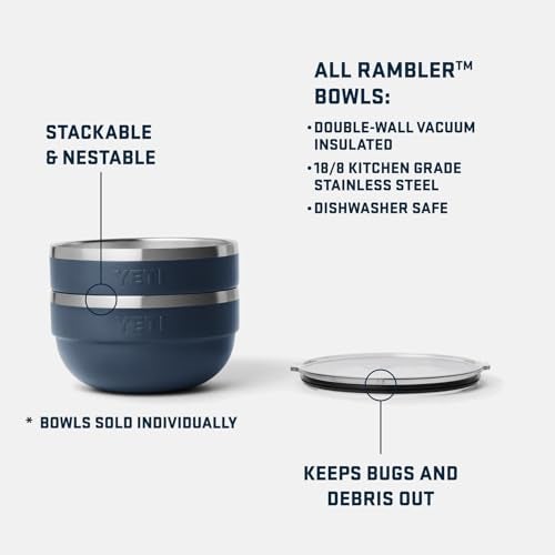 YETI Rambler Bowl Vacuum Insulated Stackable and Nestable Stainless Steel Bowl with Lid 2 Quart Cape Taupe - Image 3