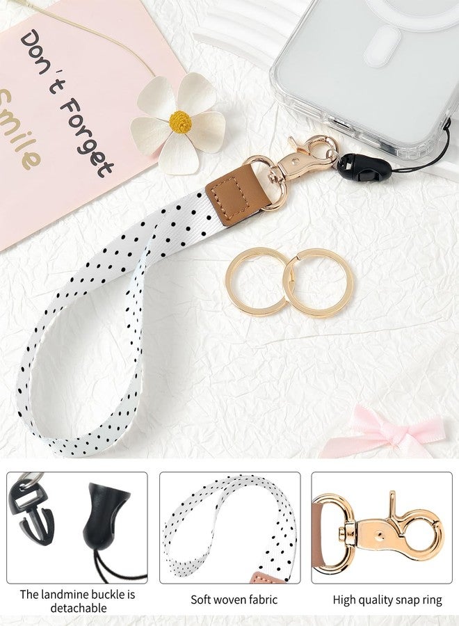 Knagsfa Wristlet Keychain, Cute Wrist Strap for Women, Wrist Lanyard for Keys, Wallet, Id Holder, Cell Phone, White Black Polka Dots - Image 5