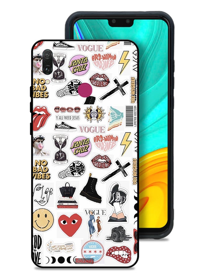 Tolwak Huawei Y9 (2019) Protective Case Cover No Bad Vibes Stickers - Image 1
