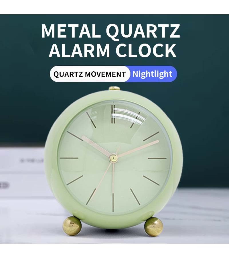 A 5 Inch Midnight Black Silent Round Alarm Clock With Metallic Feel Portable Bedside Table Clock Creative And Stylish Home Decor For Bedroom Living Room Christmas Valentine New Year Gift - Image 2