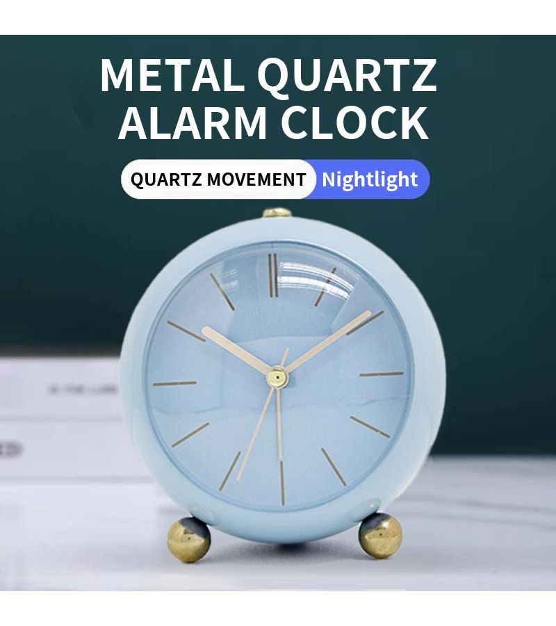 A 5 Inch Midnight Black Silent Round Alarm Clock With Metallic Feel Portable Bedside Table Clock Creative And Stylish Home Decor For Bedroom Living Room Christmas Valentine New Year Gift - Image 4