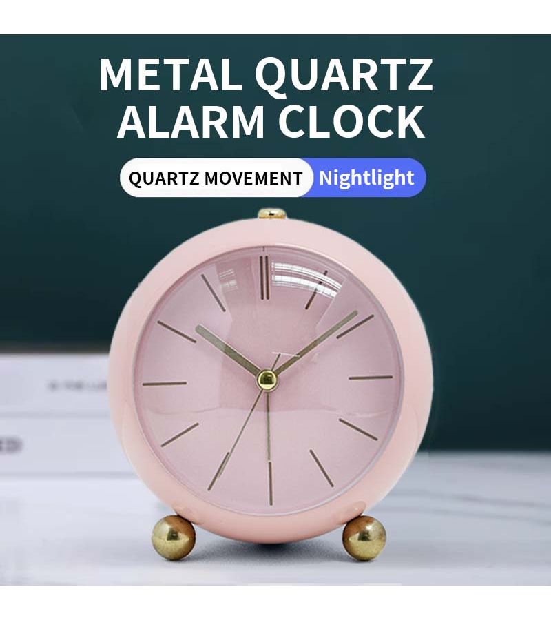 A 5 Inch Midnight Black Silent Round Alarm Clock With Metallic Feel Portable Bedside Table Clock Creative And Stylish Home Decor For Bedroom Living Room Christmas Valentine New Year Gift - Image 5