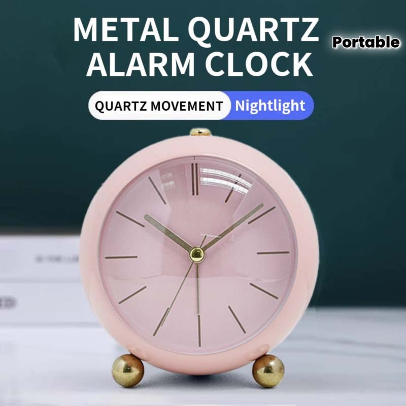 A 5 Inch Midnight Black Silent Round Alarm Clock With Metallic Feel Portable Bedside Table Clock Creative And Stylish Home Decor For Bedroom Living Room Christmas Valentine New Year Gift - Image 1
