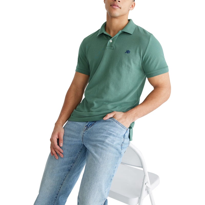 Aeropostale Aero A87 Solid Pique Polo, Treeline, S - Image 3