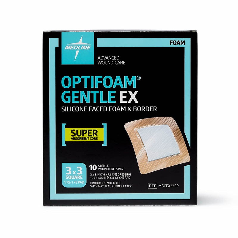 Optifoam Gentle EX Bordered Foam Adhesive Dressing 3 x 3 Square 10 Count