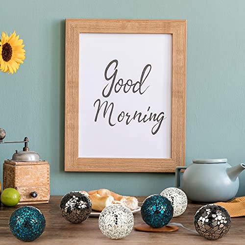 Cunhill 6 Pieces Decorative Balls for Bowls 6.5 cm / 2.5 Inch Orbs Glass Balls for Centerpiece Bowls Mosaic Sphere for Home Decoration Dining Table Christmas Party (Sliver,Turquoise,Black) - Image 5