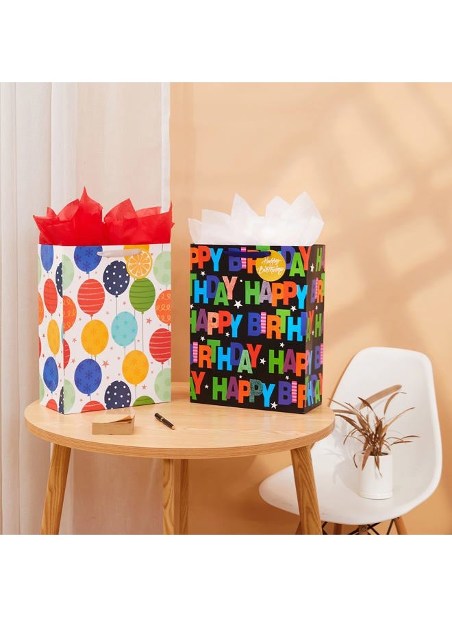 Bobobag 2 Pack 16.5" Large Gift Bag with Tissue Paper for Birthday Party (Balloons) - Image 3