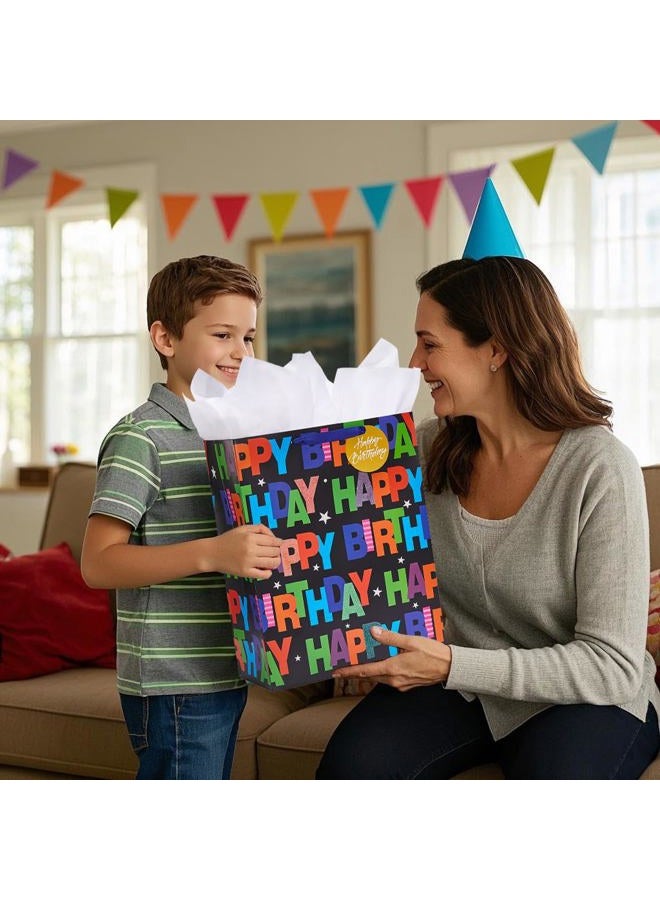 Bobobag 2 Pack 16.5" Large Gift Bag with Tissue Paper for Birthday Party (Balloons) - Image 2