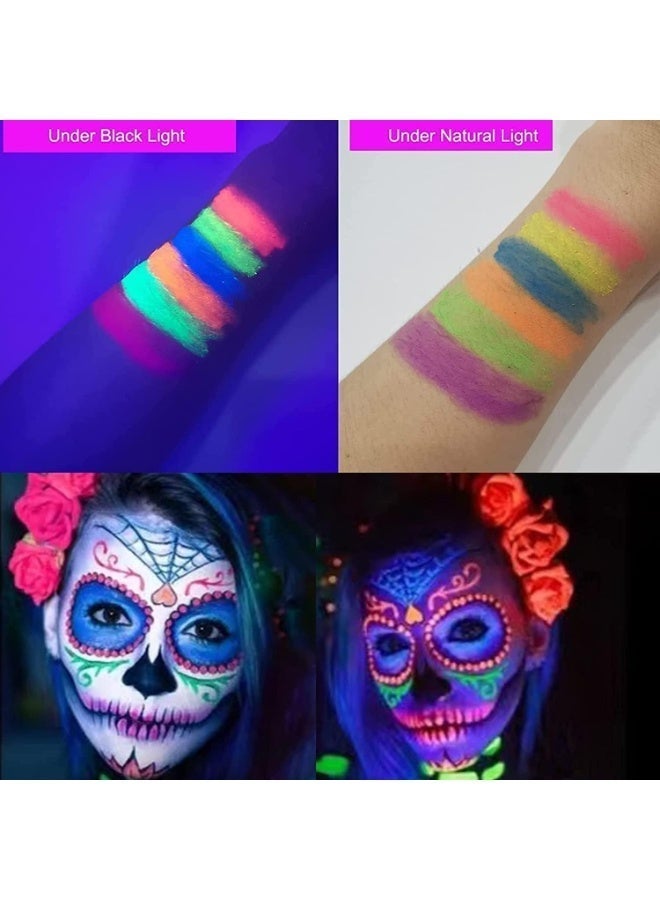 12 Pcs Face Paint Crayons Glow, Black Light Makeup Neon Face and Body Markers, Glow in The Dark UV Face Paint Crayons, Non-Toxic, for Halloween Masquerades Easter Festivals Party, 12 Color - Image 5