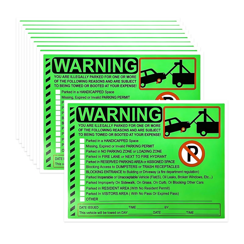ZNDAW 20 PCS Parking Violation Stickers 55 x 75 inch Fluorescent Label No Parking Warning Decals Hard to Remove Super Sticky Towing Warning Sticker for Illegally Parked Vehicle - Image 3