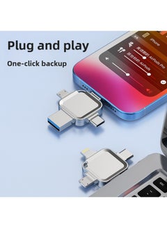 Generic Mobile Phone U Disk Four In One OTG Computer Dual-purpose High-speed Metal U Disk For AppleFor HuaweiGift USB Flash Drive Customization-Color:Rose Gold-Capacity:Shell Material (excluding Chip)  - Image 2