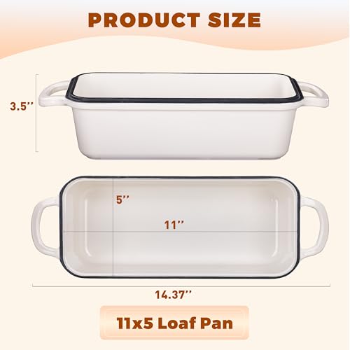 Articasting 11x5 Inch Cast Iron Bread Loaf Pan With Lid, 5.8 Qt Large Loaf Pan for Sourdough Bread Baking, Heavy Duty Dutch Oven Bread Pan For a Crispy Crust, White - Image 4