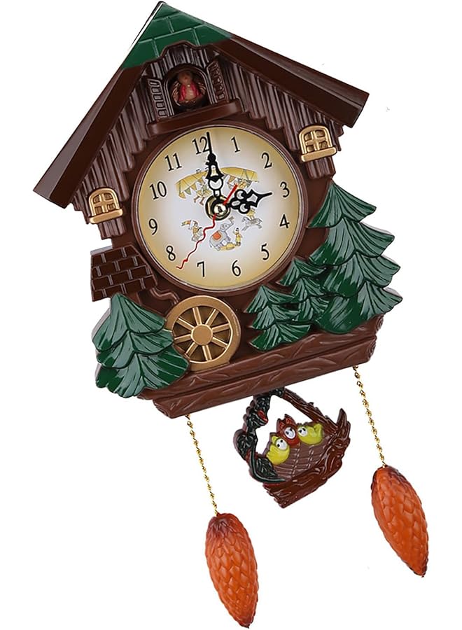The Bros Clock Decorative Clock, Traditional Chalet Tabletop Wall Sound Cuckoo Clock Tree House Clock for Bedroom Living Room School Office Decoration - Image 1