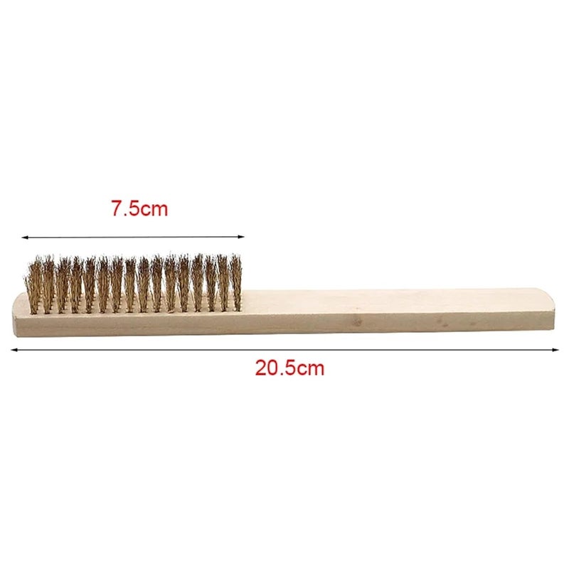 12 Pcs Wood Handle Copper Brushes – Brass Wire for Dental Devices Surface & Inner Polishing, Ideal for Metal Cleaning - Image 5