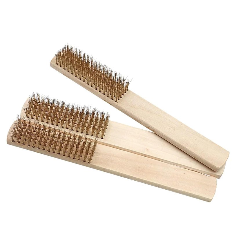 12 Pcs Wood Handle Copper Brushes – Brass Wire for Dental Devices Surface & Inner Polishing, Ideal for Metal Cleaning - Image 1