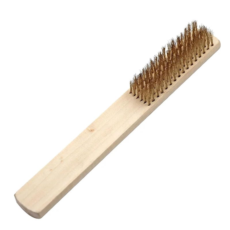 12 Pcs Wood Handle Copper Brushes – Brass Wire for Dental Devices Surface & Inner Polishing, Ideal for Metal Cleaning - Image 2