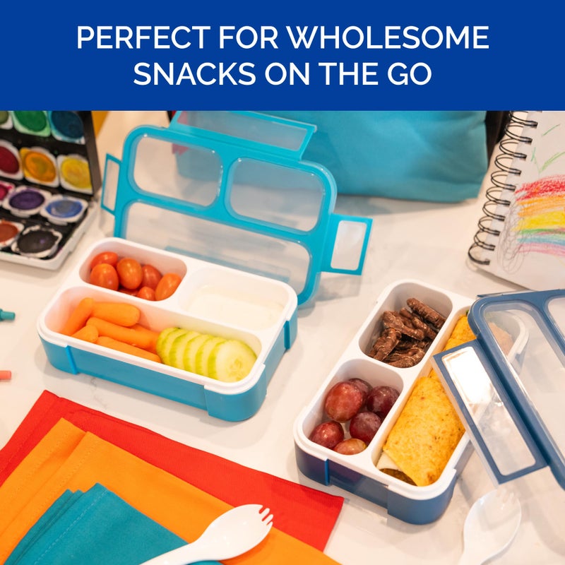 Kinsho Mini Bento-Box Snack Boxes Set of 2 | Small Portion Lunch Containers for Kids Boys Girls Toddlers | BPA Free | Navy & Blue - Image 5