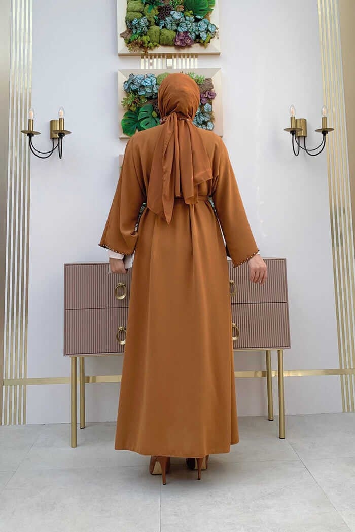 Bym Fashion Bym 3838-1 Stone Detailed Vest Suit Tan  - Image 3