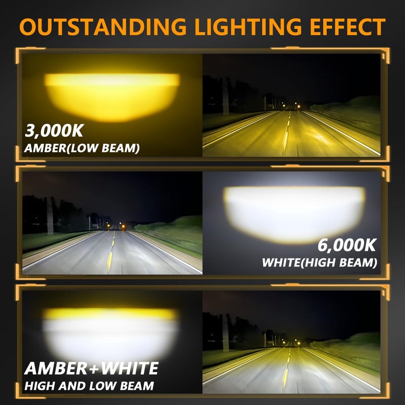 مصابيح الضباب LED للدراجات النارية، أضواء مساعدة، أضواء قيادة، أضواء كاشفة، 4 أوضاع، 60 واط، أبيض/أصفر LED، أضواء عمل للطرق الوعرة DRL للدراجات النارية و ATV و UTV والشاحنات، عبوة من 2 - Image 4