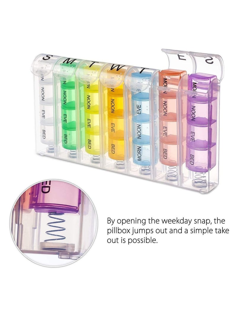 NIBEMINENT Excefore Box 7 Day, Organiser 4 Times a Day Medicine Box, Travel Tablet Boxes Weekly to Hold Medication, Vitamins, Supplements and Cod Liver Oil - Image 3