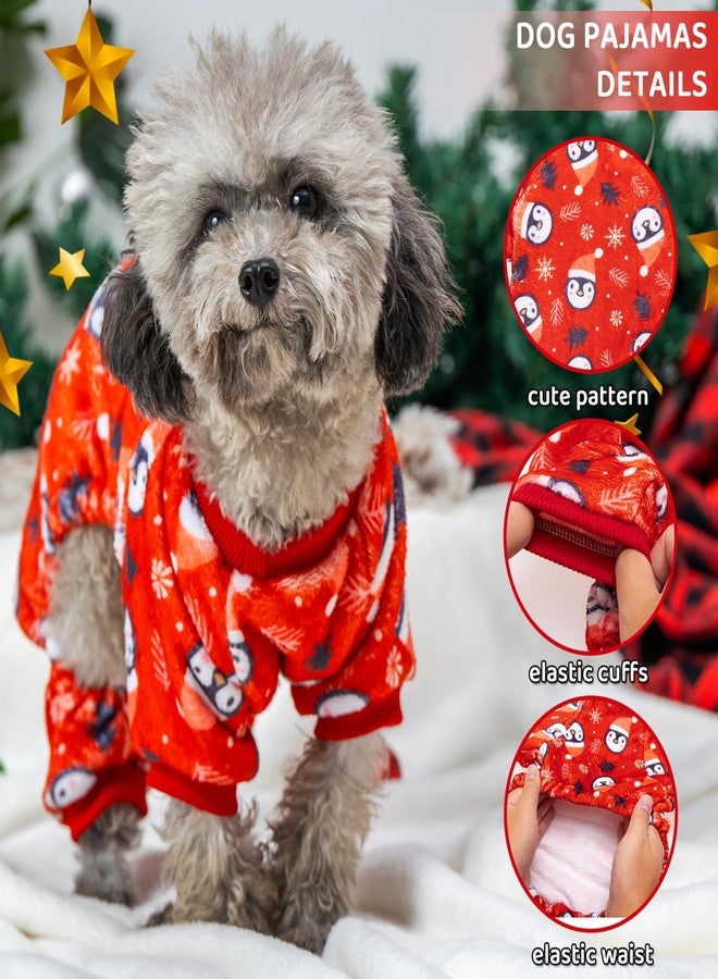 ORZECHKO Christmas Dog Pajamas for Small Dogs, Fleece Warm Winter Dog Pjs Puppy Holiday Apparel Clothes, Cute Penguin Pattern Pet Onesies Dogs Christmas Costume Outfit - Image 4