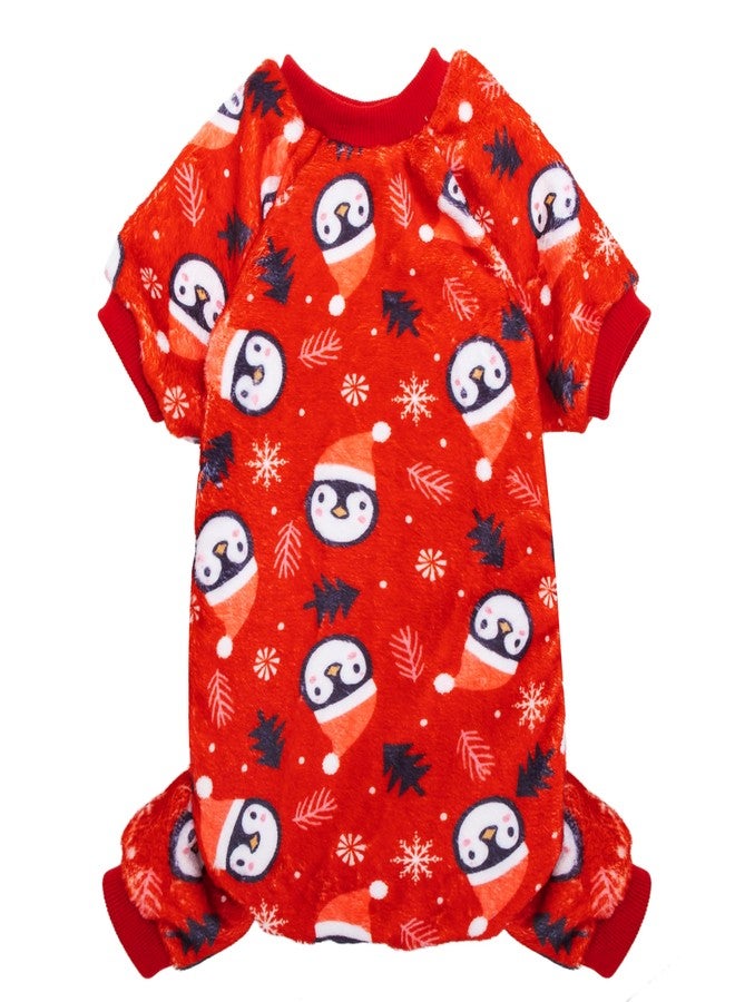 ORZECHKO Christmas Dog Pajamas for Small Dogs, Fleece Warm Winter Dog Pjs Puppy Holiday Apparel Clothes, Cute Penguin Pattern Pet Onesies Dogs Christmas Costume Outfit - Image 1