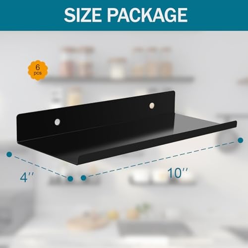 Daanxw 6 Pack 10 X 4 Inch Pegboard Shelves, Metal Peg Board Shelves Accessories, Can Be Used for Walls or Pegboards, Suitable for Bathroom,Kitchen and Garage for Storage and Organization, (Black, 10X4, 6) - Image 5