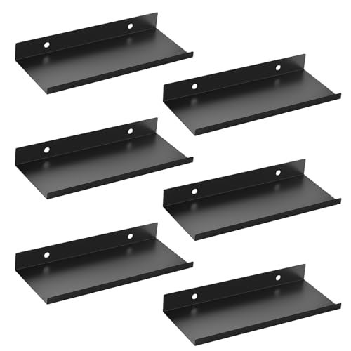 Daanxw 6 Pack 10 X 4 Inch Pegboard Shelves, Metal Peg Board Shelves Accessories, Can Be Used for Walls or Pegboards, Suitable for Bathroom,Kitchen and Garage for Storage and Organization, (Black, 10X4, 6) - Image 1