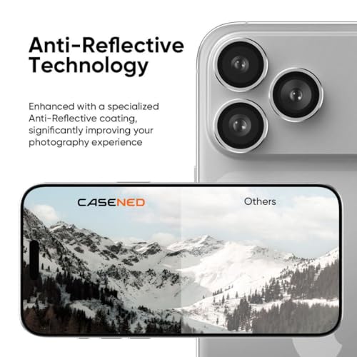 CASENED Compatible with iPhone 17 Pro / 17 Pro Max Camera Lens Protector (2-Pack) – Premium 9H Tempered Glass, Military-Grade Anti-Scratch, Crystal-Clear Protection [Silver] - Image 4