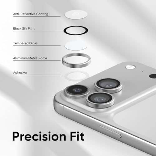 CASENED Compatible with iPhone 17 Pro / 17 Pro Max Camera Lens Protector (2-Pack) – Premium 9H Tempered Glass, Military-Grade Anti-Scratch, Crystal-Clear Protection [Silver] - Image 5